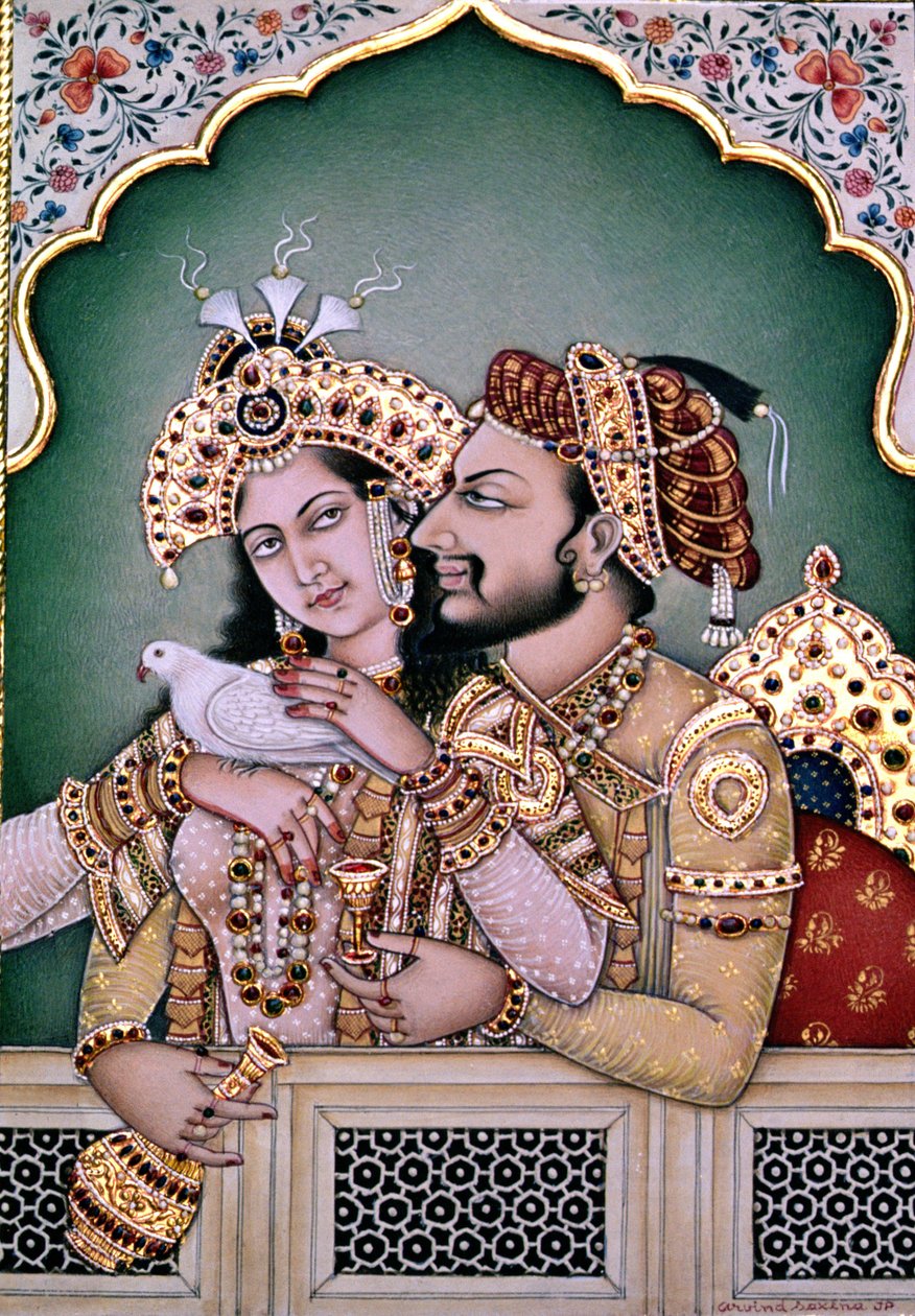 Shah Jahan (1592-1666) og hans kone, Arjumand Banu Begum (d.1631) Mumtaz-i Mahal af School Indian
