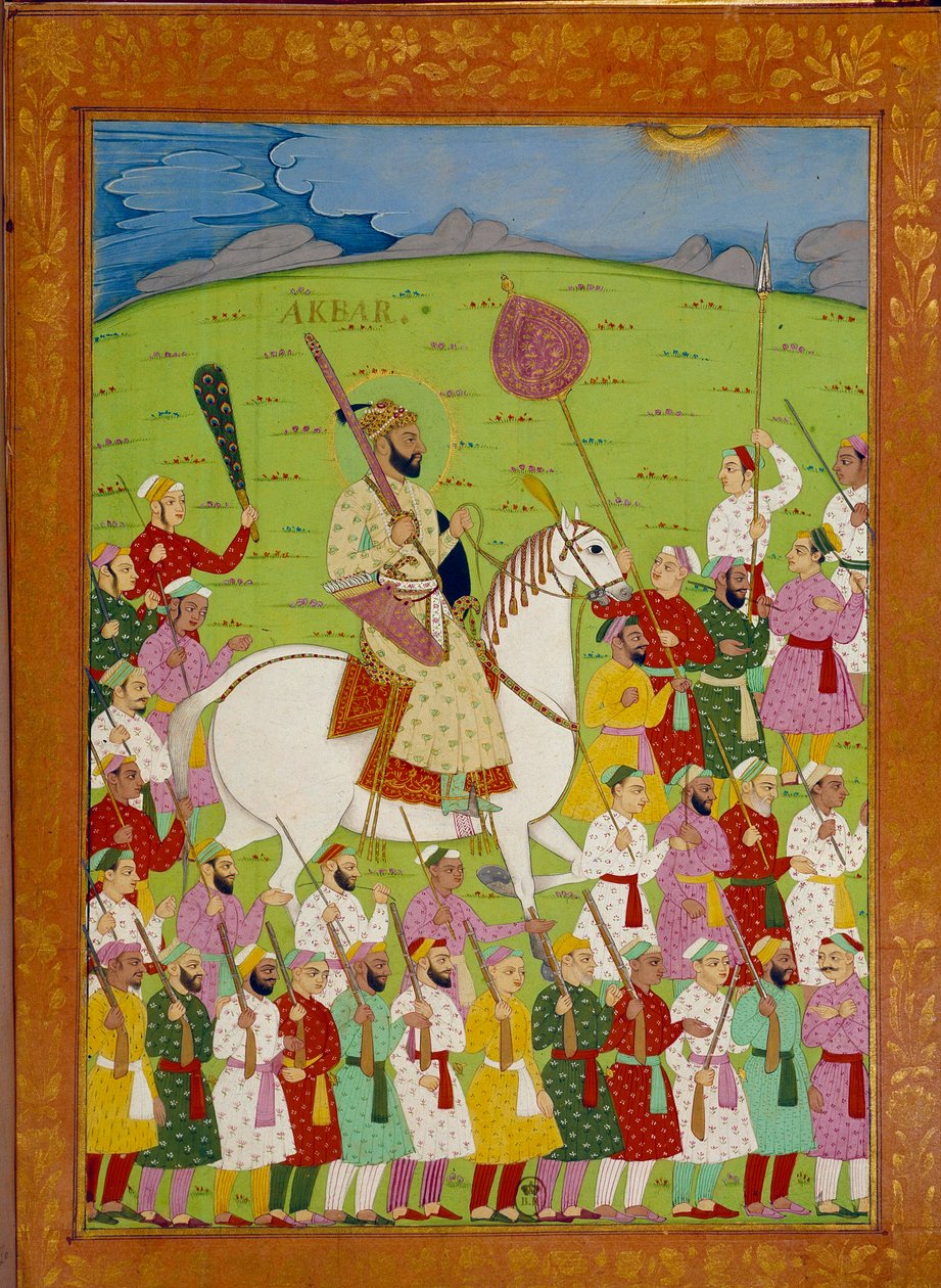 Sultan Akbar og domstolen i Shah Alem. Indiske og persiske miniaturer i "" Indiens historie fra Tamertante til Orangreyb"" af Niccolo Manucci (1638-1717). BN, Paris. af School Indian