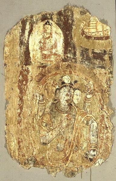 Trimurti Siva, Balawaste, 7.-8. århundrede (vægmaleri) af School Indian
