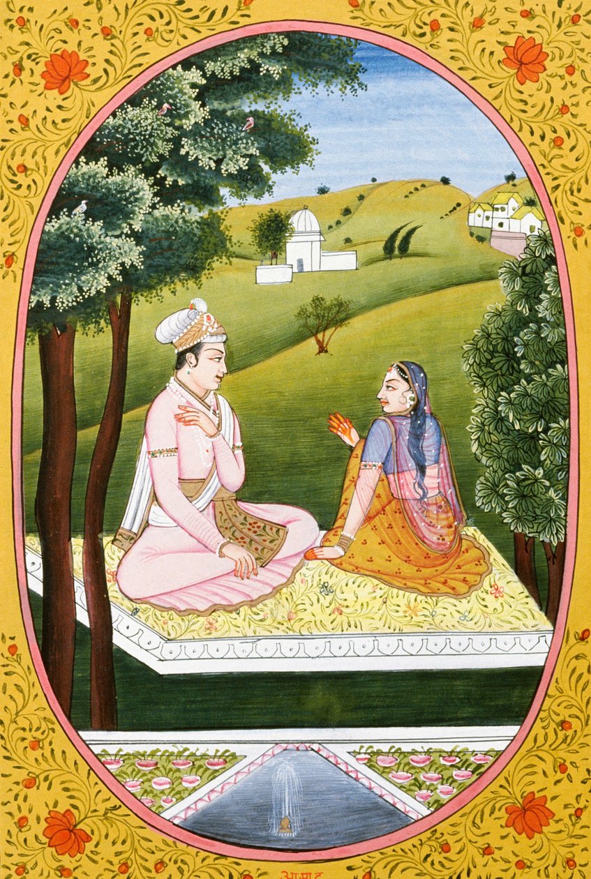 Årskalenderbillede og maleri til en hinduistisk måned Ash Ad, Indien af School Indian