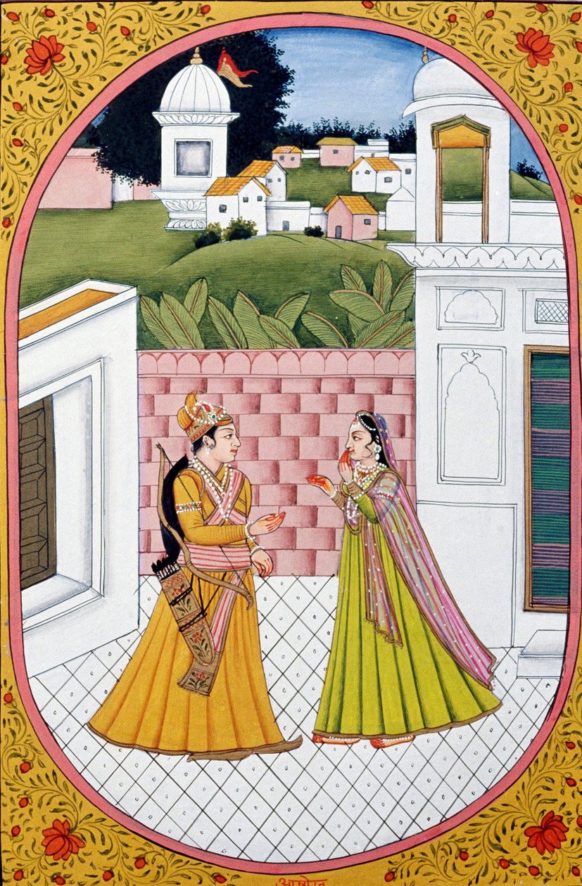 Årskalenderbillede og maleri til en hinduistisk måned Asoz, Indien af School Indian
