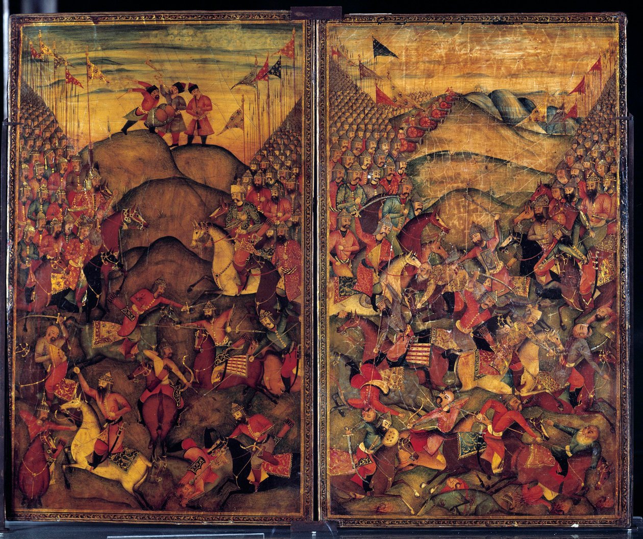 Kampscene. 1600-tals maleri af indo-iransk oprindelse. Museum for dekorativ kunst, Paris af School Iranian