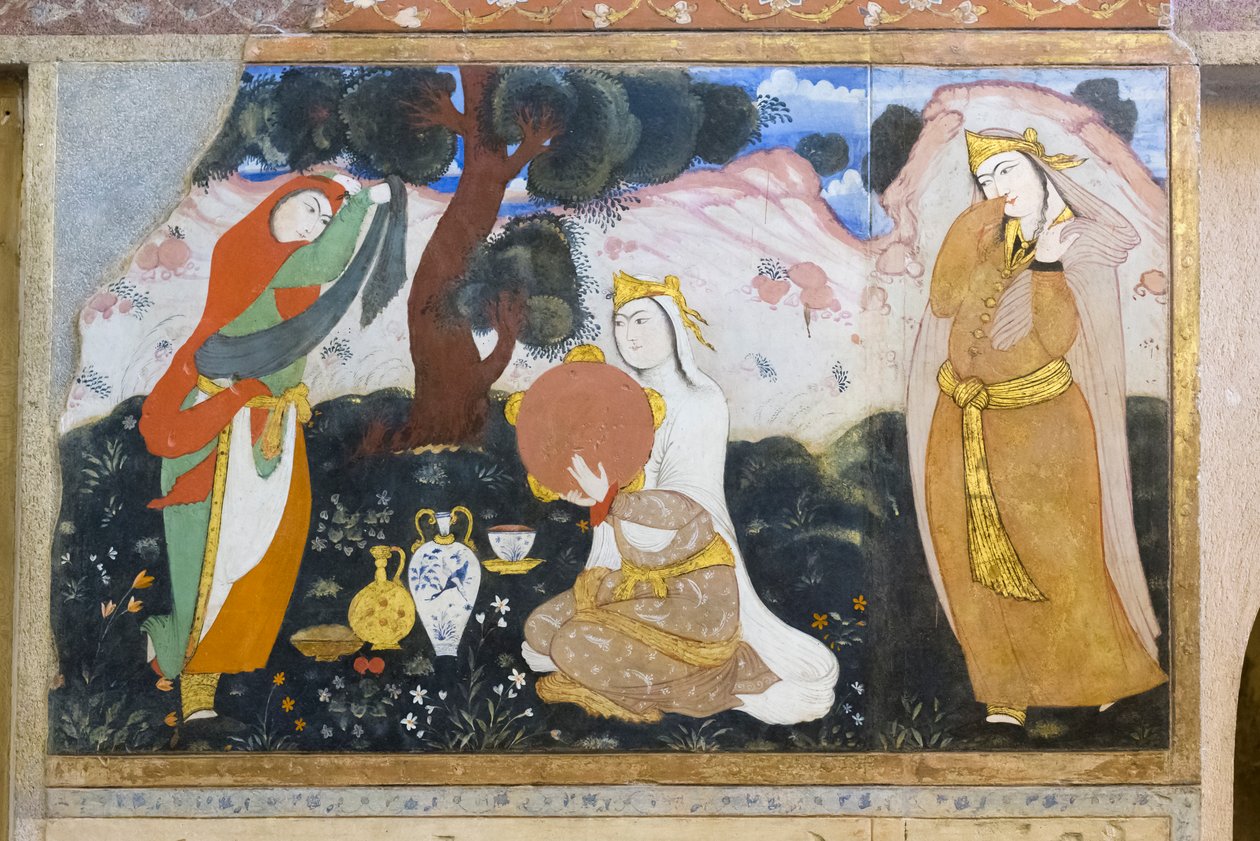 Frisk på Chehel Sotoun Palace, Esfahan, Iran af School Iranian