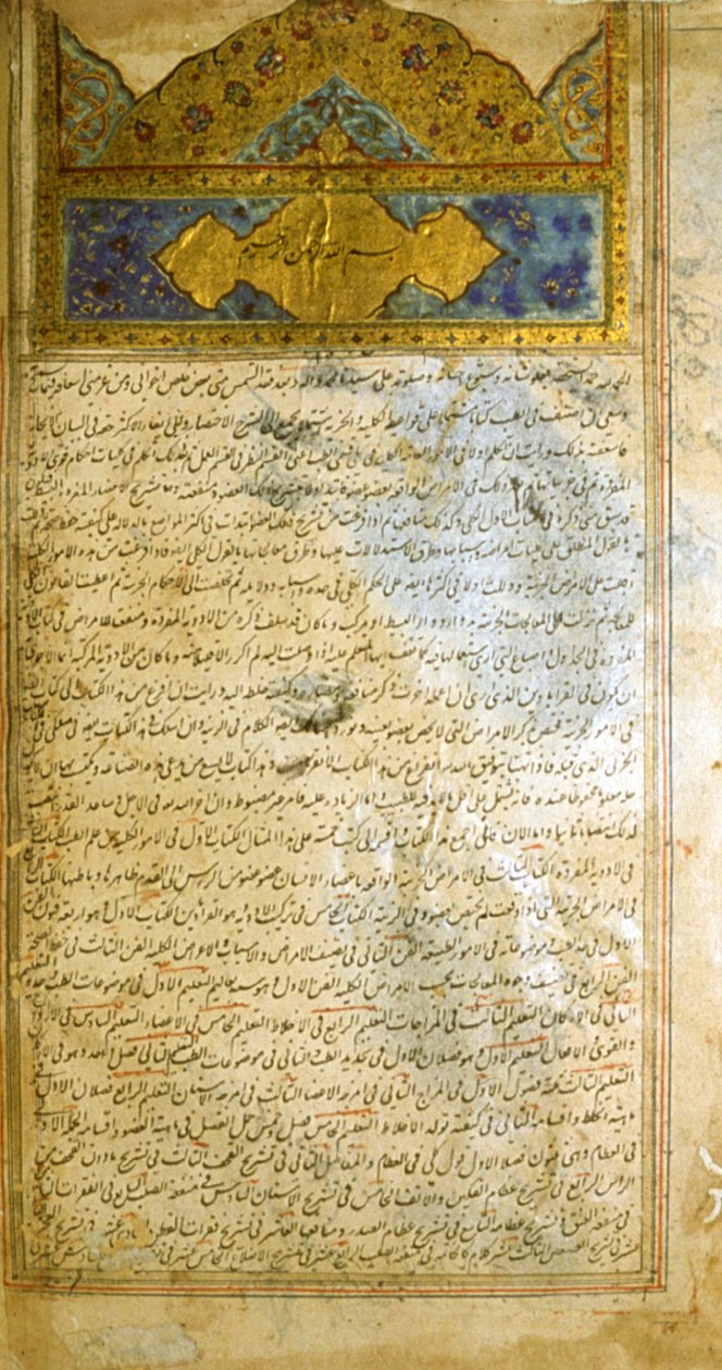 Side fra The Canon of Medicine (al-Qānūn fī aṭ-Ṭibb) af Avicenna af School Iranian