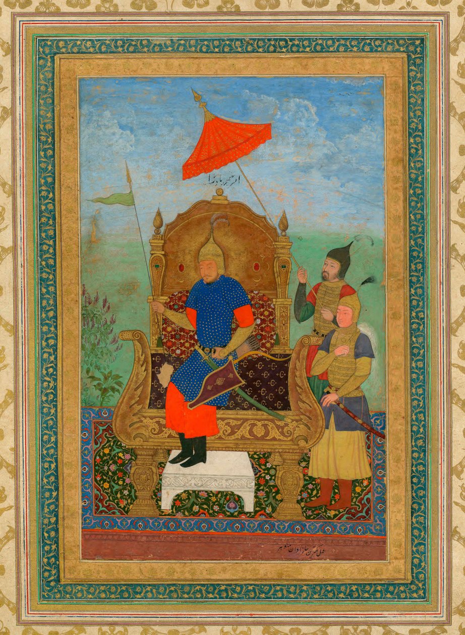 Portræt af Tamerlane (1336-1405) (eller Timur Lang, ""Timur den lamme") - Timur Khan af Anonym / Privat samling / ca 1625 / Iran / Gouache på papir / Portræt / 43,7x30,7 af School Iranian