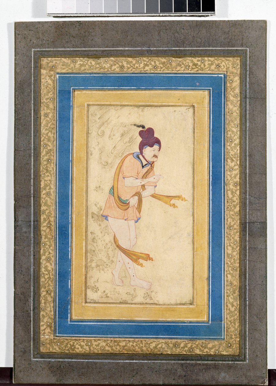 Portræt af en iransk mester dervish - Malet miniature, akvarel, gouache og guld på pap (14,8x7,9 cm), begyndelsen af ​​det 17. århundrede - State Hermitage, Sankt Petersborg (Rusland) af School Iranian