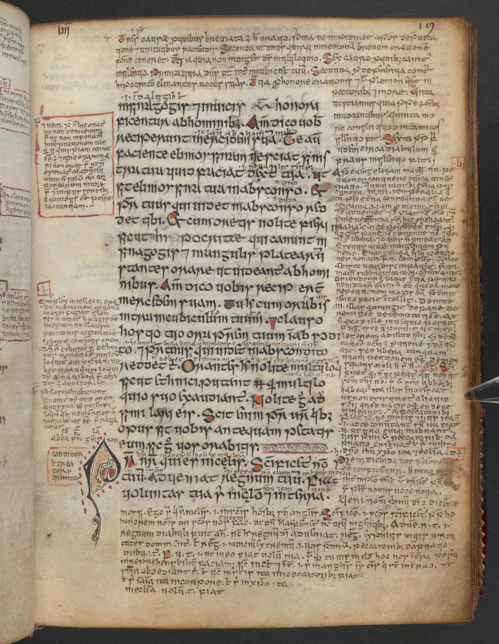 Harley 1802, f.19r, Dekoreret initial 