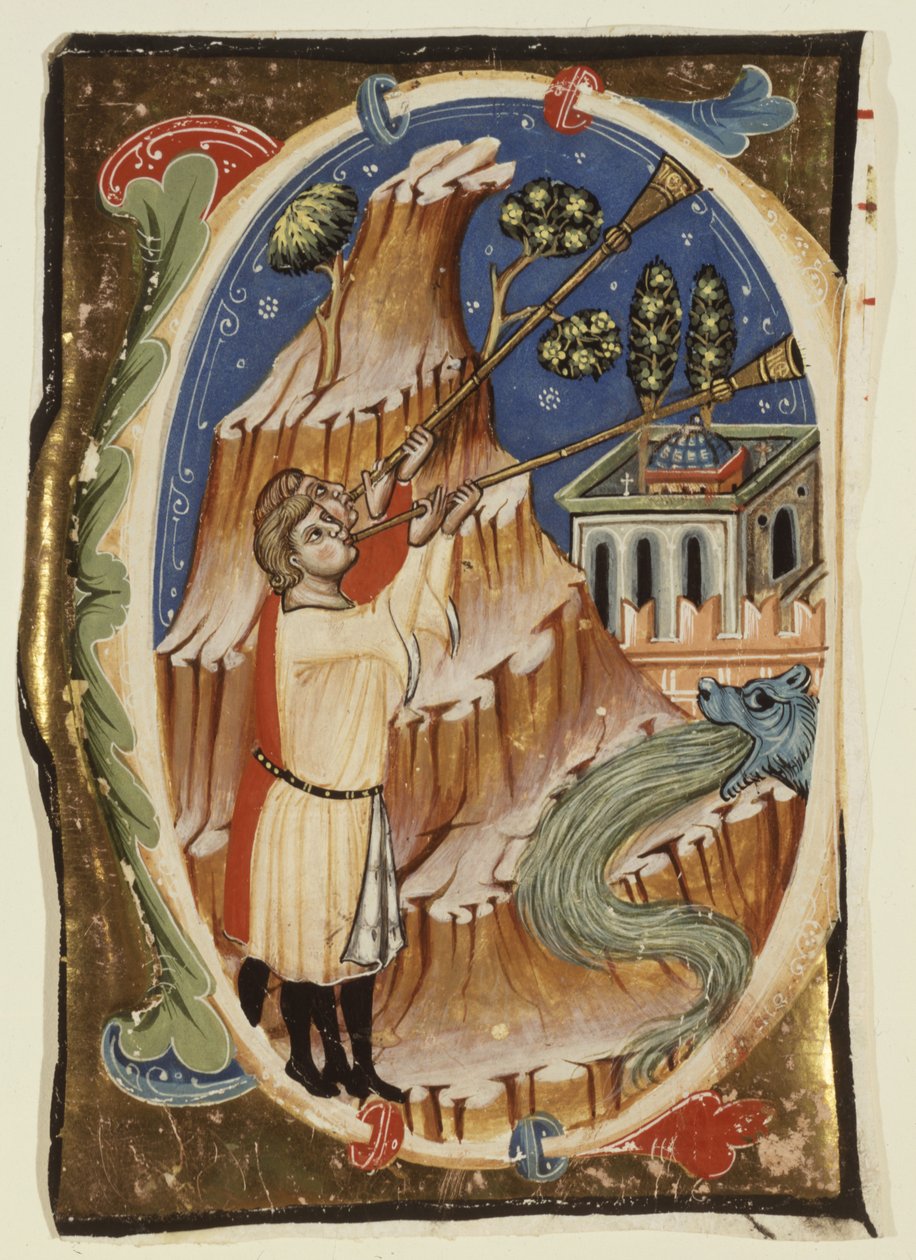 Apokalyptisk scene, slutningen af det 13. og begyndelsen af det 14. århundrede (tempera og bladguld på pergament) af School Italian