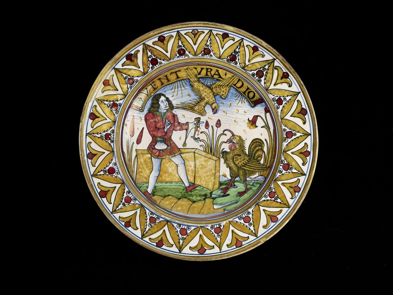 Fad med en scene fra Æsops fabler, sandsynligvis Deruta, ca. 1490-1510 (maiolica) af School Italian