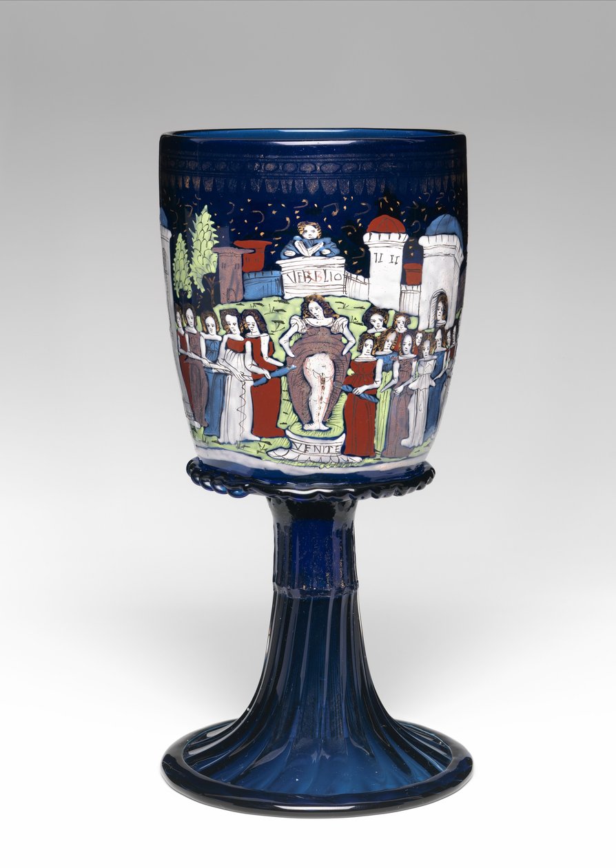 Pokal, ca. 1475-1500 (glas, emaljeret og forgyldt) af School Italian