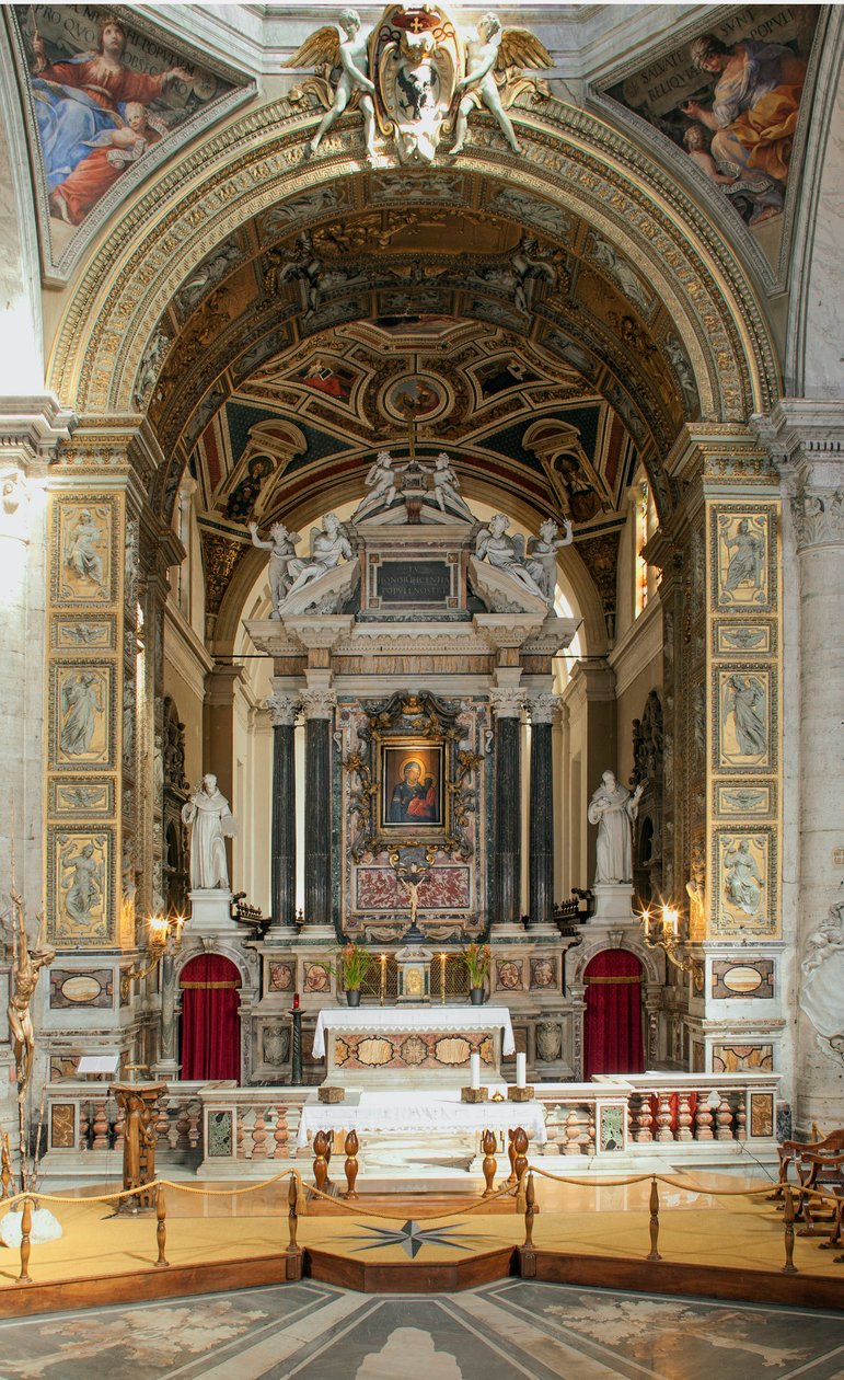 Indvendig udsigt af basilikaen Santa Maria del Popolo (indvendig udsigt af Santa Maria del Popolo kirke) 15. til 17. århundrede Rom Italien af School Italian