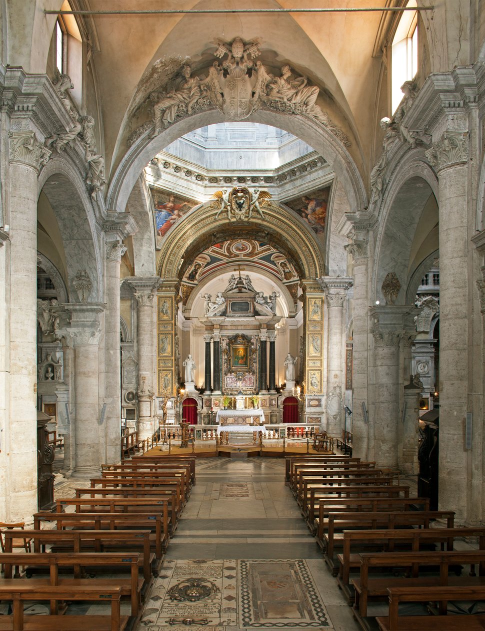 Indvendig udsigt af basilikaen Santa Maria del Popolo (indvendig udsigt af Santa Maria del Popolo kirke) 15. til 17. århundrede Rom Italien af School Italian