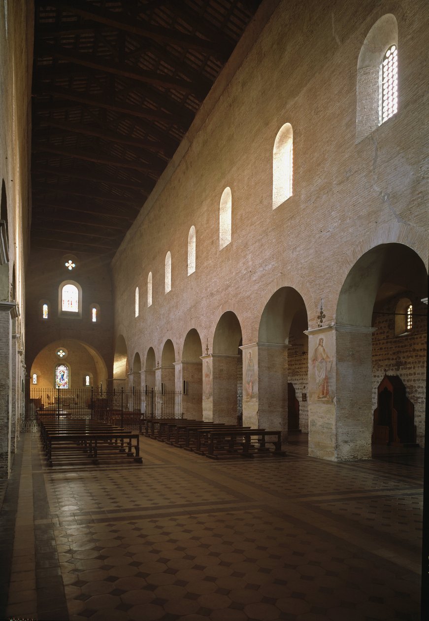 Indvendigt billede af kirken Saint Vincent og Saint Anasthasius, klosteret for de tre fontæner (Tre-Fontane) (Chiesa dei Santi Vincenzo e Anastasio alle Tre Fontane) (indvendig udsigt af kirken Saint Vincenzo e Anastasio, abbazia delle Tre Fontane) 625 -1 af School Italian