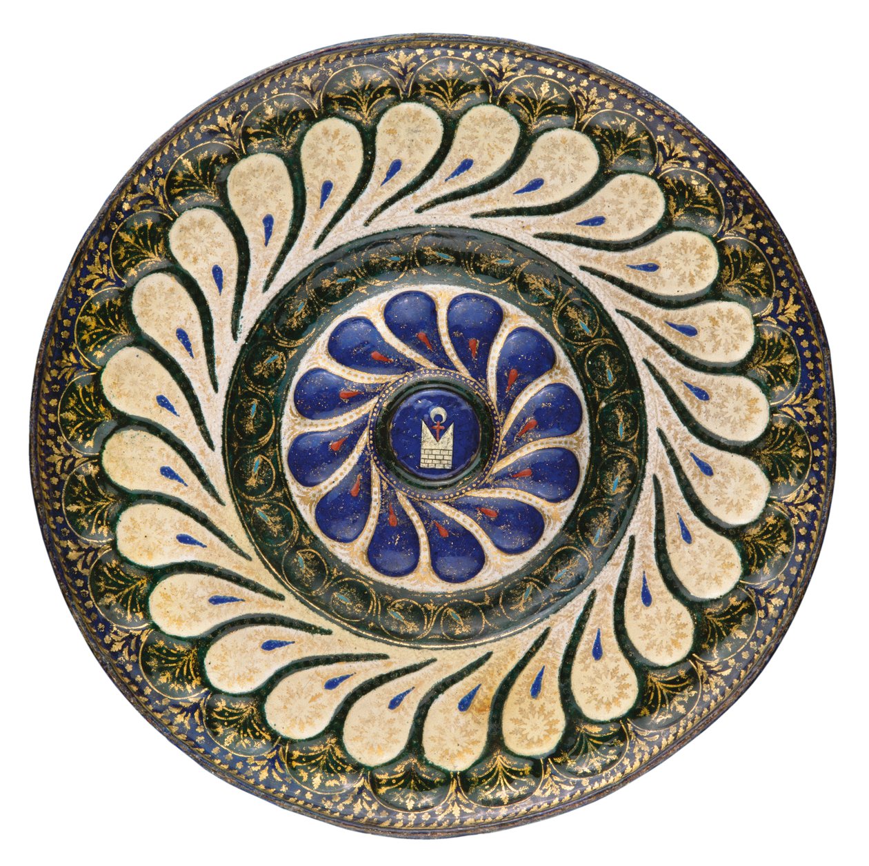 Polykrom cirkulær plade, venetiansk, ca. 1500 (pakkeforgyldt emalje) af School Italian