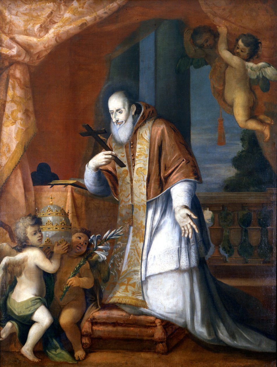 Pave Pius V (1504 - 1572). Anonymt maleri fra en Lombardkirke. af School Italian