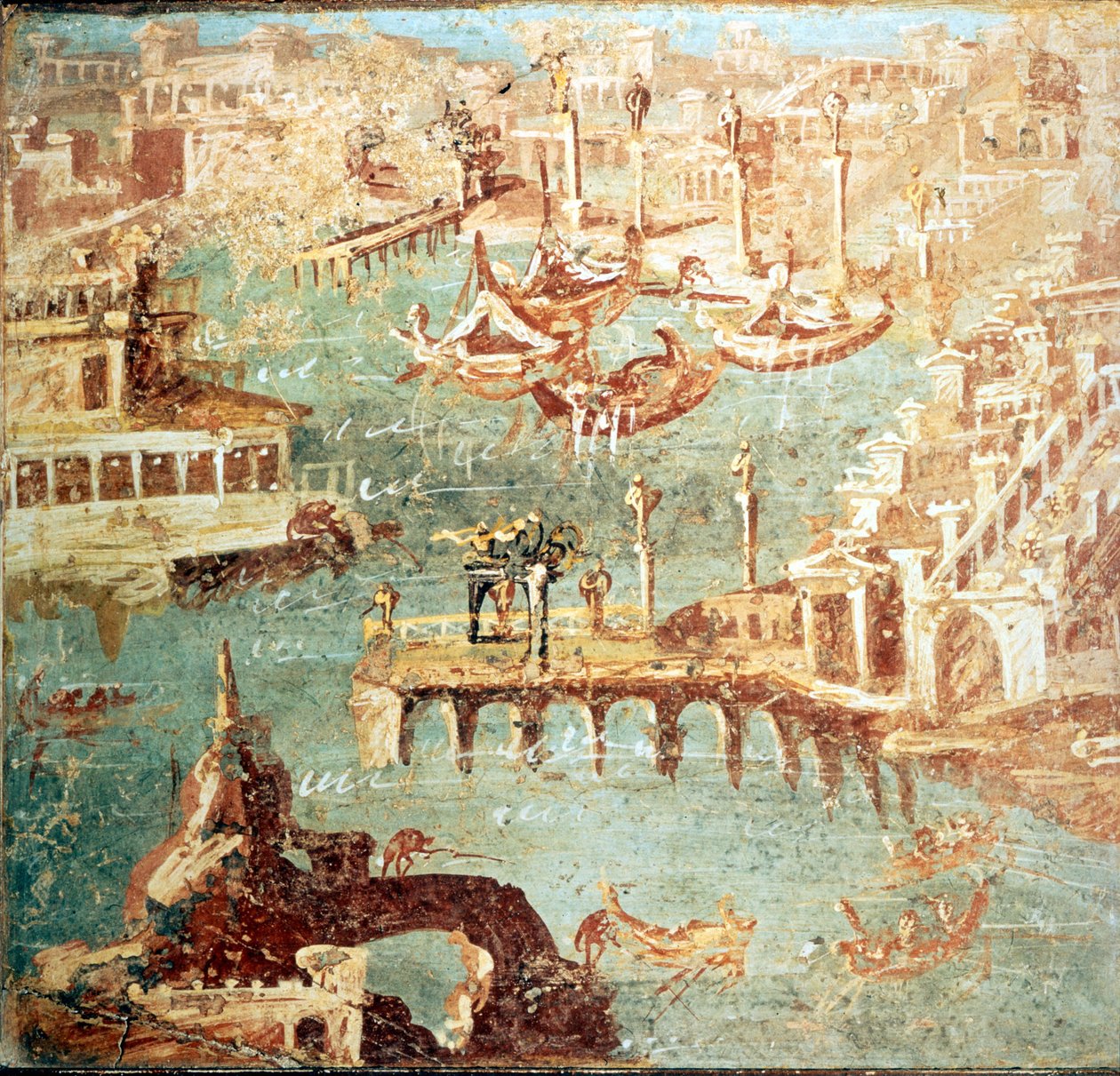 Port of Pozzuoli (Pozzuoli) nær Napoli.Museo Nazionale de Naples af School Italian