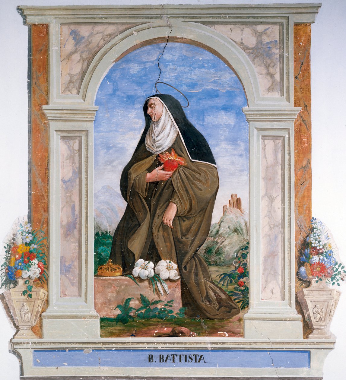 Repræsentation af Camilla Battista da Varano (1458-1524) Anonym fresco. Camerino, Klosteret Santa Chiara, Italien af School Italian