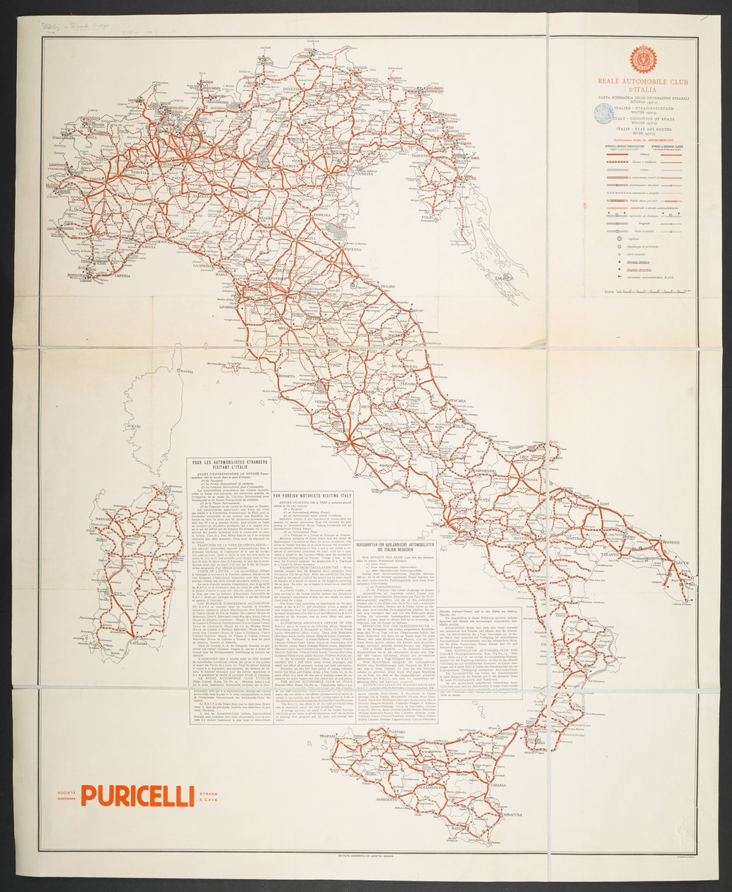 Vejkort over Italien, 