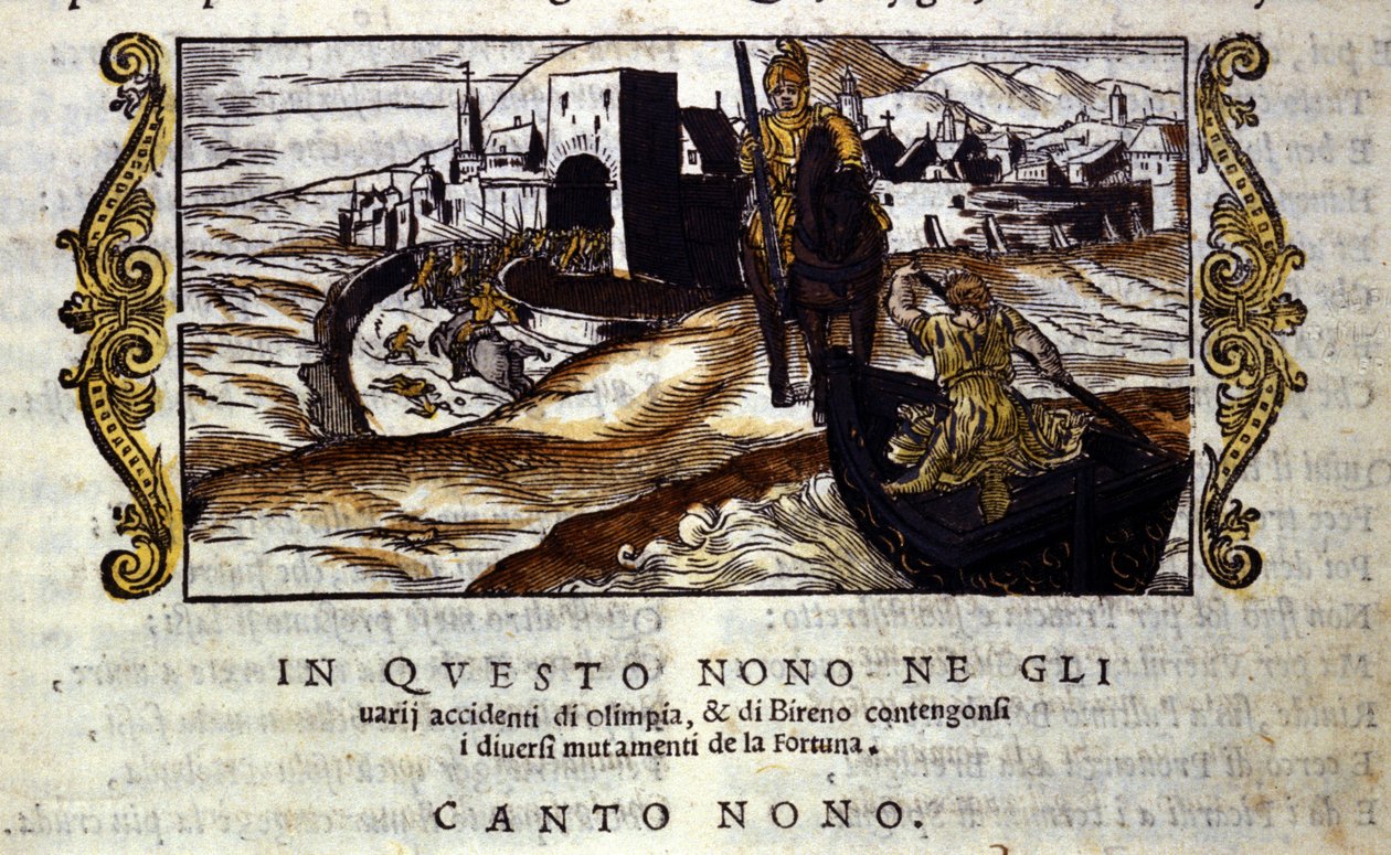 Roland kommer Olympia til undsætning. Scene af ridderdigtet af "" Orlando Furioso"" (Den rasende Roland) af Ludovico Ariosto (1474 - 1533) kendt som L