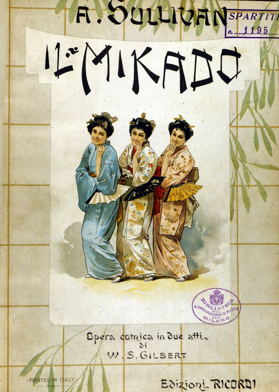 Score af ""Mikado"" af Gilbert og Sullivan. Bibl. fra Musikkonservatoriet, Milano. af School Italian