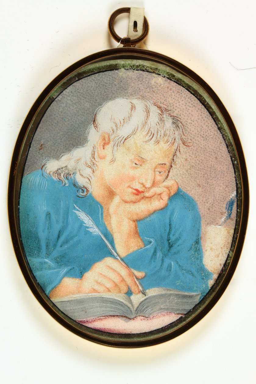 Evangelisten Johannes (akvarel på vellum) af School Italian