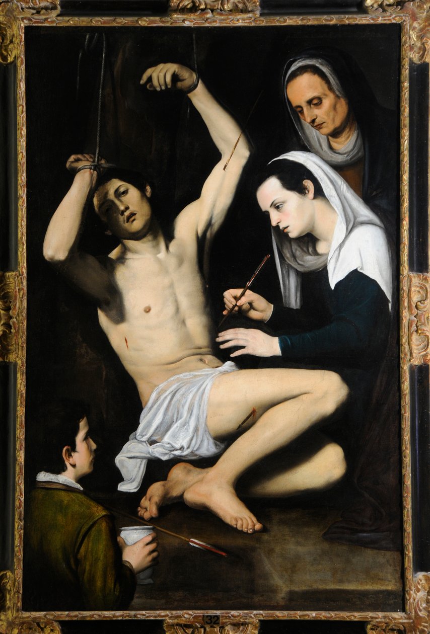 St Sebastian Tended by the Holy Women, ca. 1590-1650 (olie på lærred) af School Italian