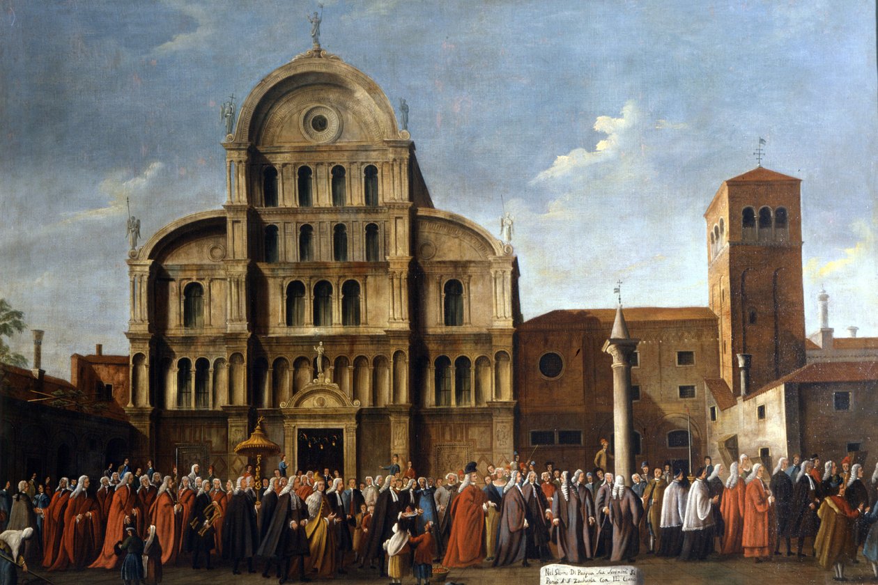 Venedig. Dogens besøg i Saint Zaccharia til påskefesten. Venedig, Pinacoteca Querini - Stampalia. af School Italian