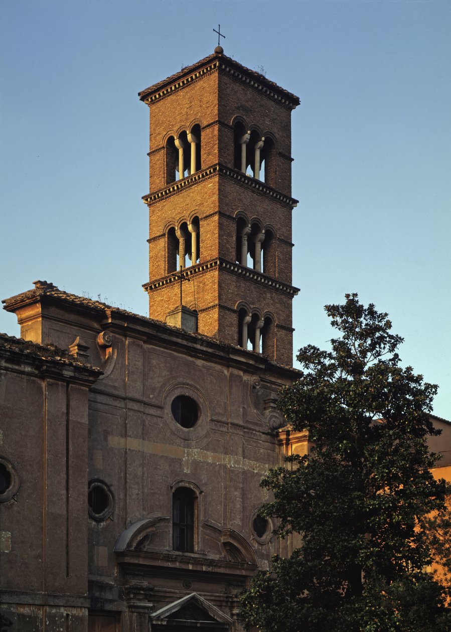 Udsigt over kirken San Sisto vecchio, 5.-12. århundrede af School Italian