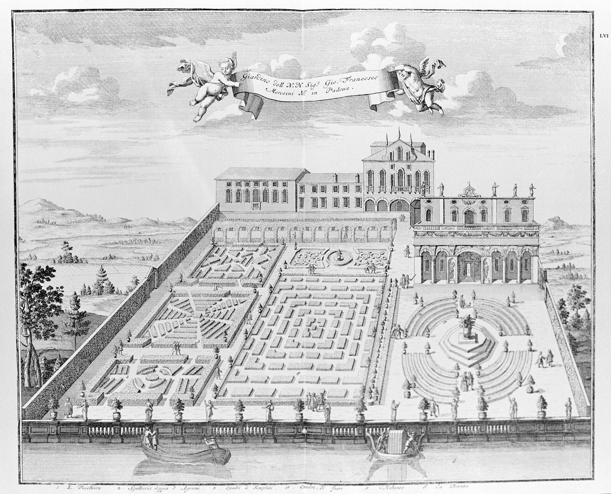 Villa Papafava fra "Villaer, haver og landskab i Venedig" af A. Volkamer (gravering) af School Italian