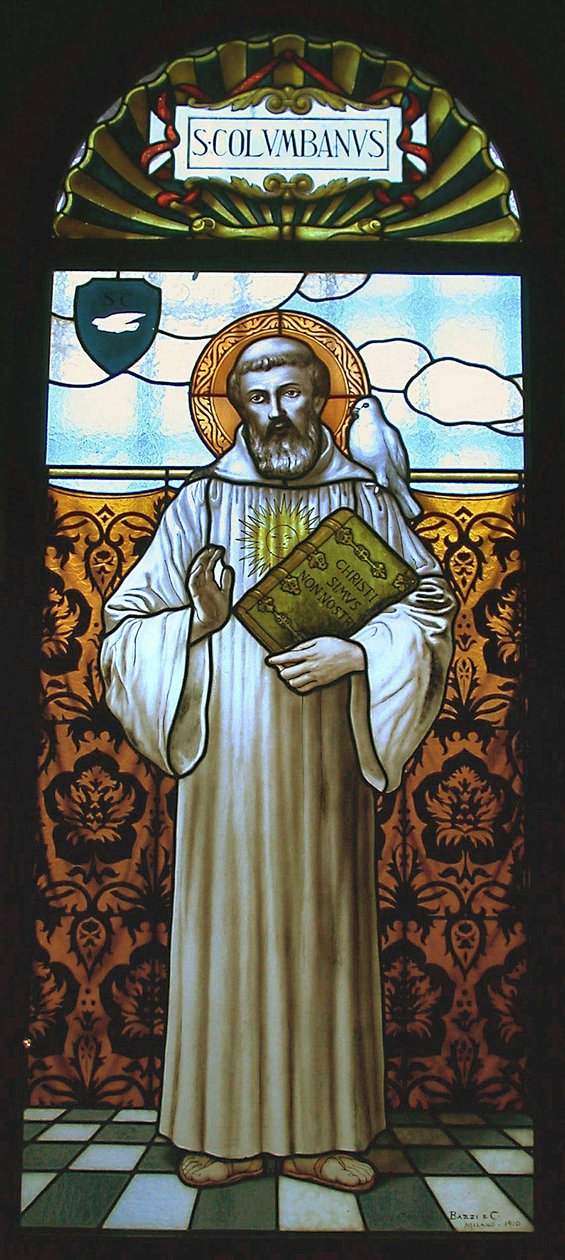 Vindue, der viser St. Columbanus (farvet glas) af School Italian