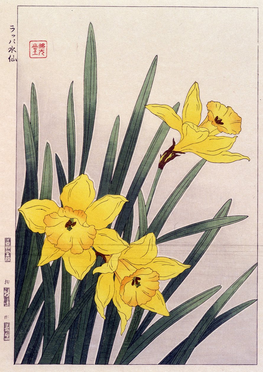 Luk Påskeliljer - japansk print af Japanese School