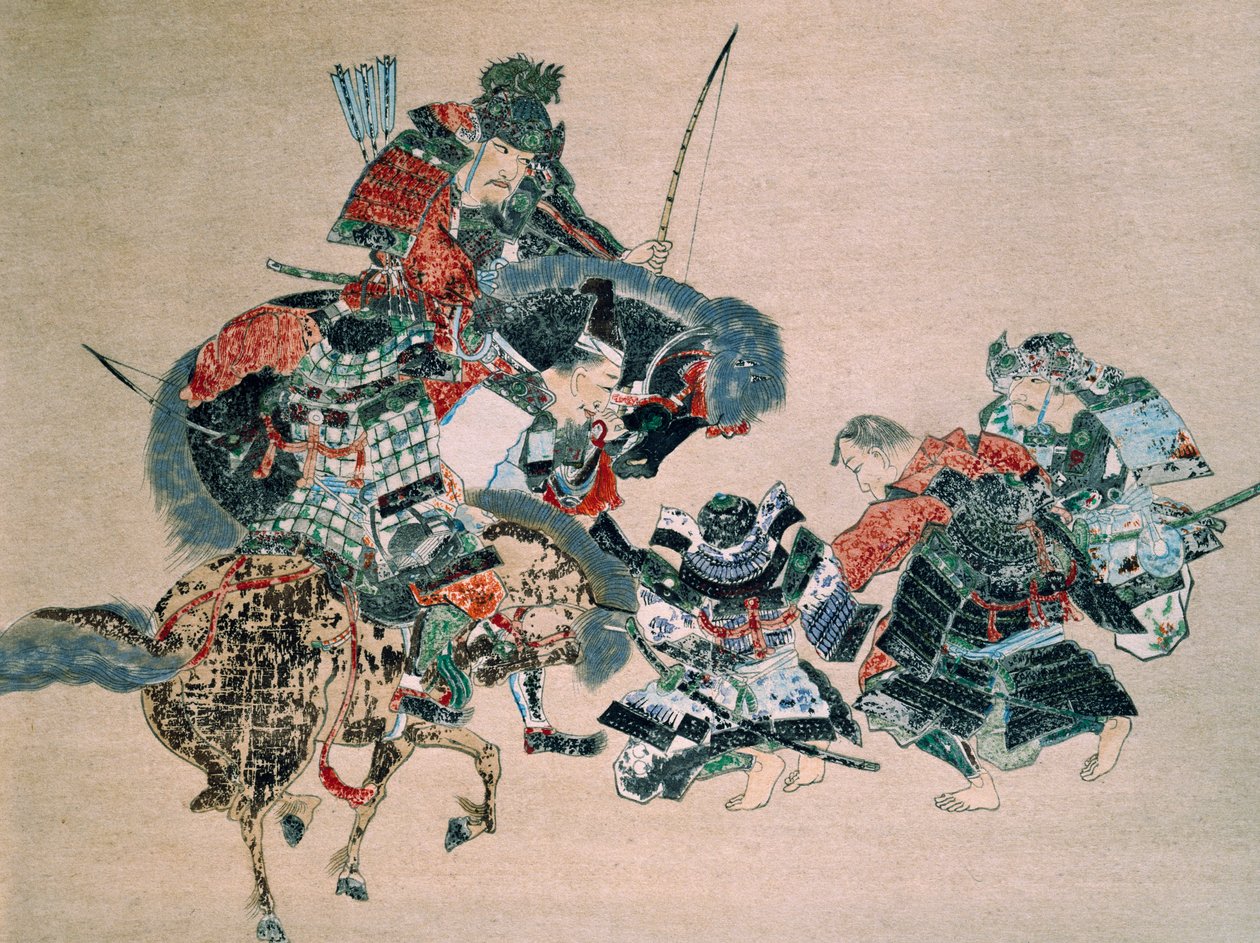Kamp med mongoler (akvarel på papir) af School Japanese
