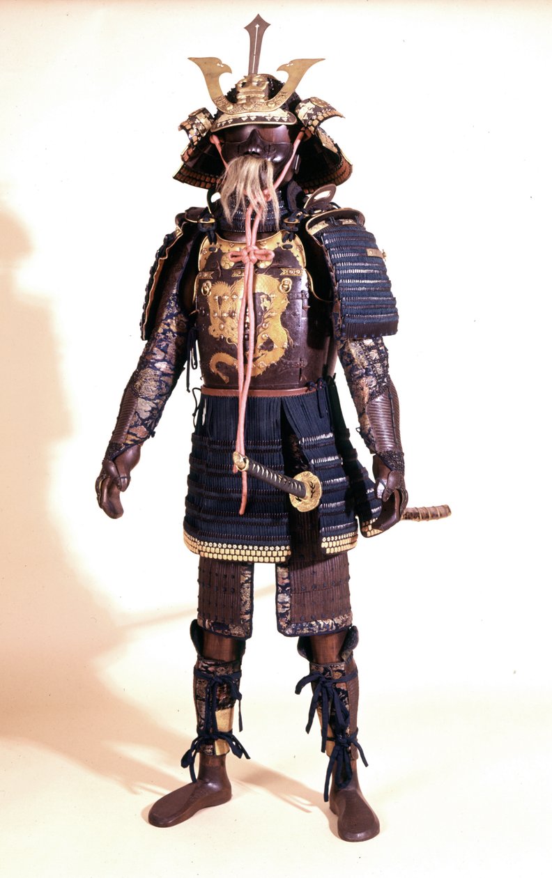 Japansk Samurai-rustning Myo-Chin Mune-Tsugi, slutningen af det 16. århundrede af Japanese School
