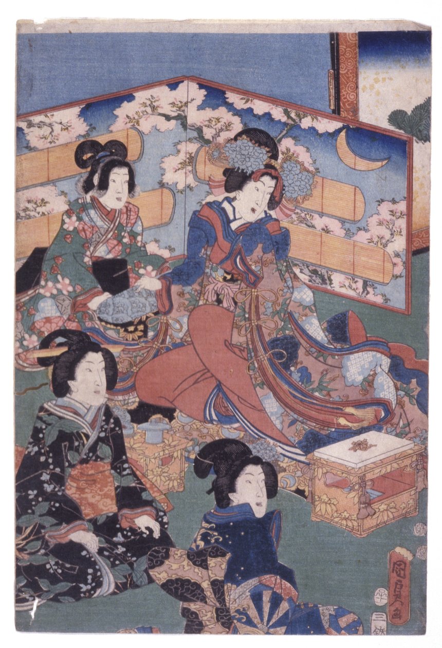 Luksuriøs interiørscene (Trip) (farvetræsnit) af School Japanese