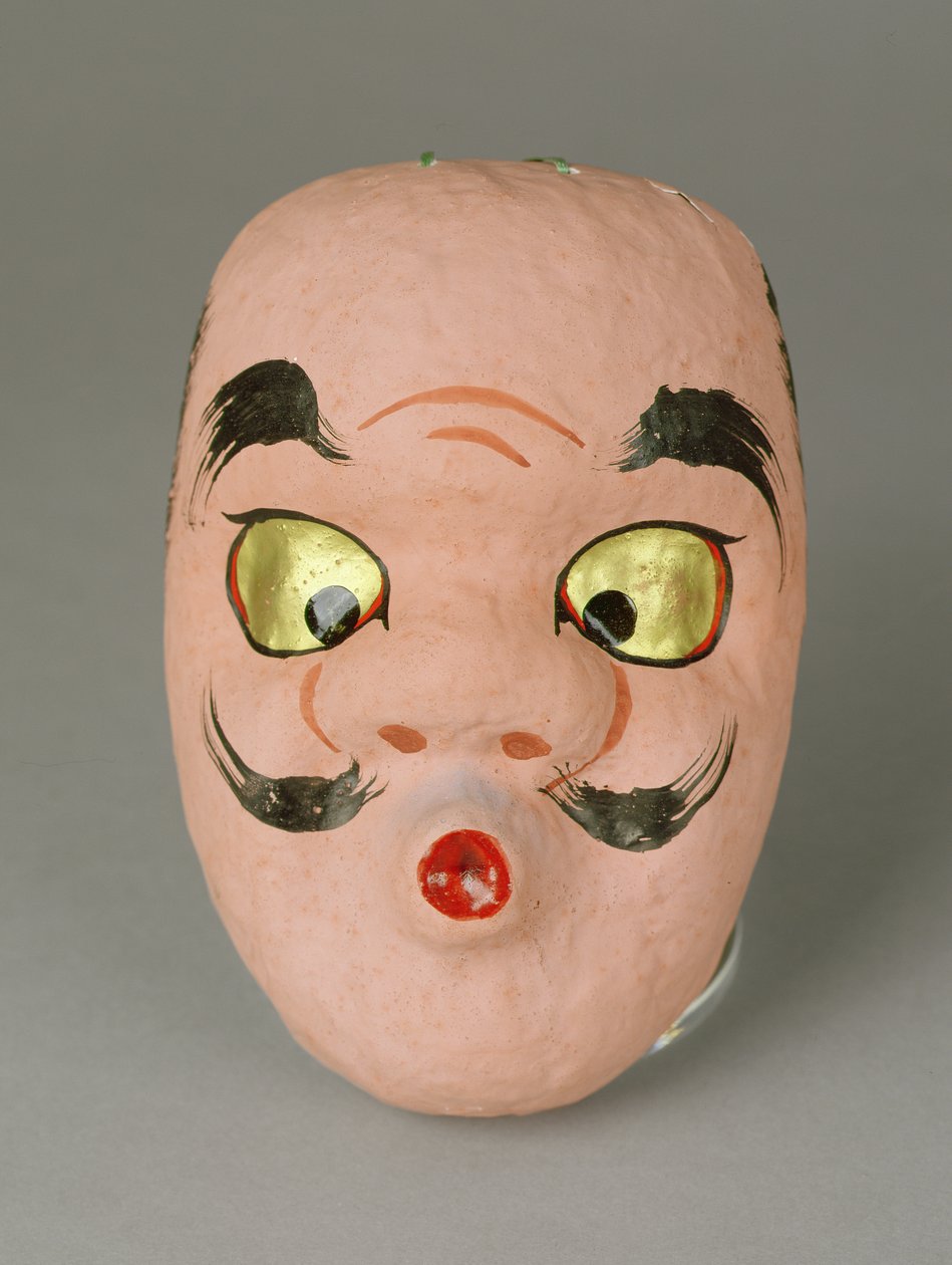 Maske af en gammel mand, der prøver at fløjte, japansk af Japanese School