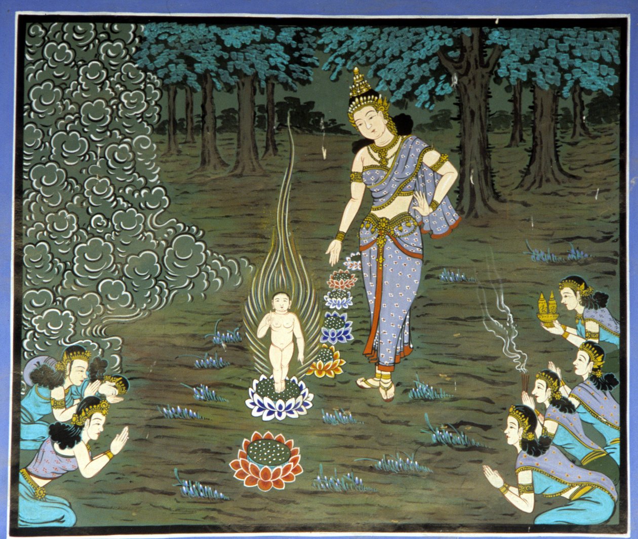 Buddhas fødsel. Fresco i Yongju-templet, Suwon-regionen, Korea. af School Korean