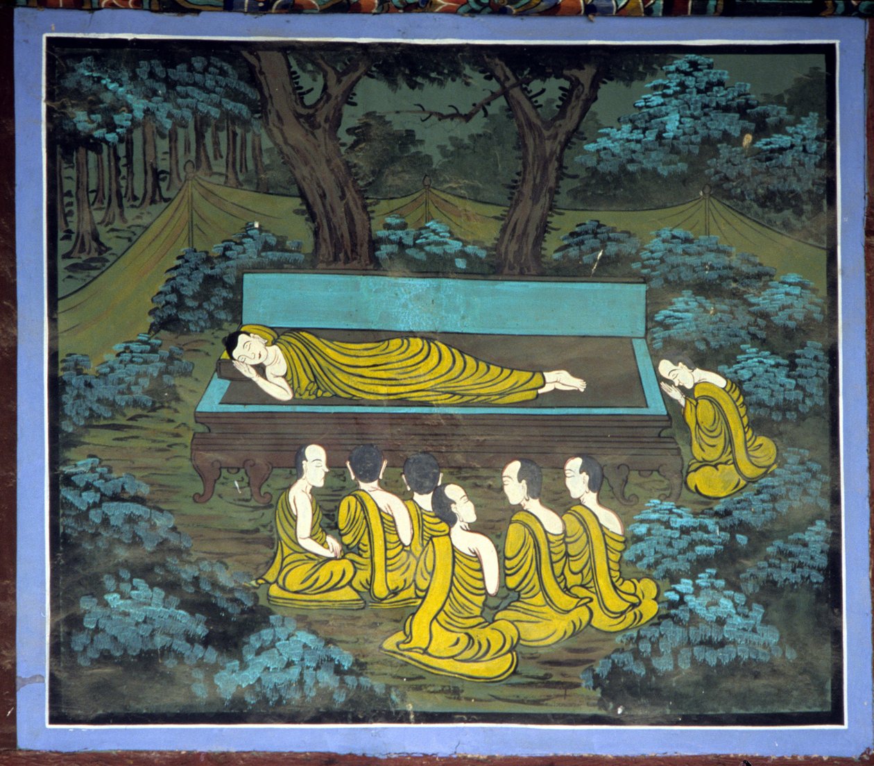 Buddha og hans disciple. Fresco i Yongju-templet, Suwon-regionen, Korea. af School Korean