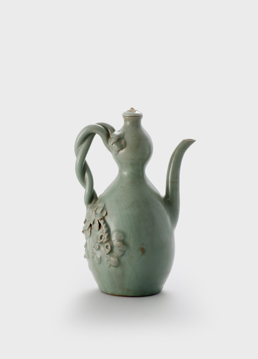 Dobbelt græskar tekande (stentøj og porcelæn med glasurer og relief dekoration) af School Korean