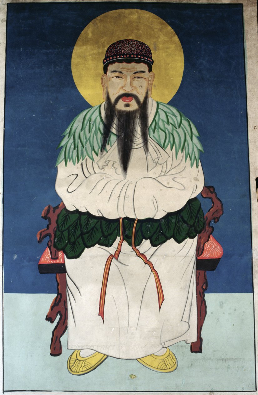 Menneskeguden Dangun (naturligt pigment på papir) af School Korean