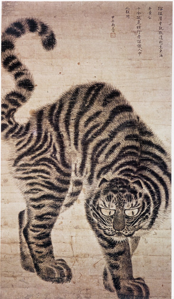 Tiger, koreansk maleri. af School Korean