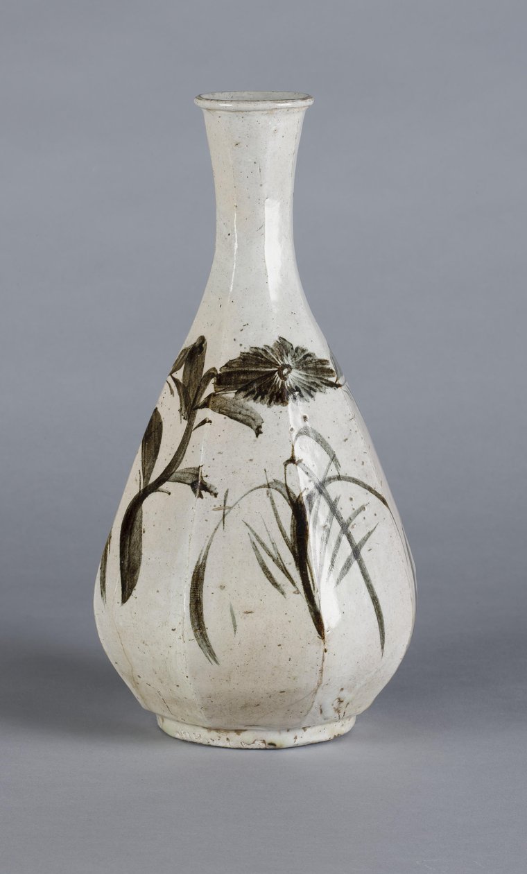Vase med krysantemum og husdesign, Choson-dynastiet (keramik) af School Korean
