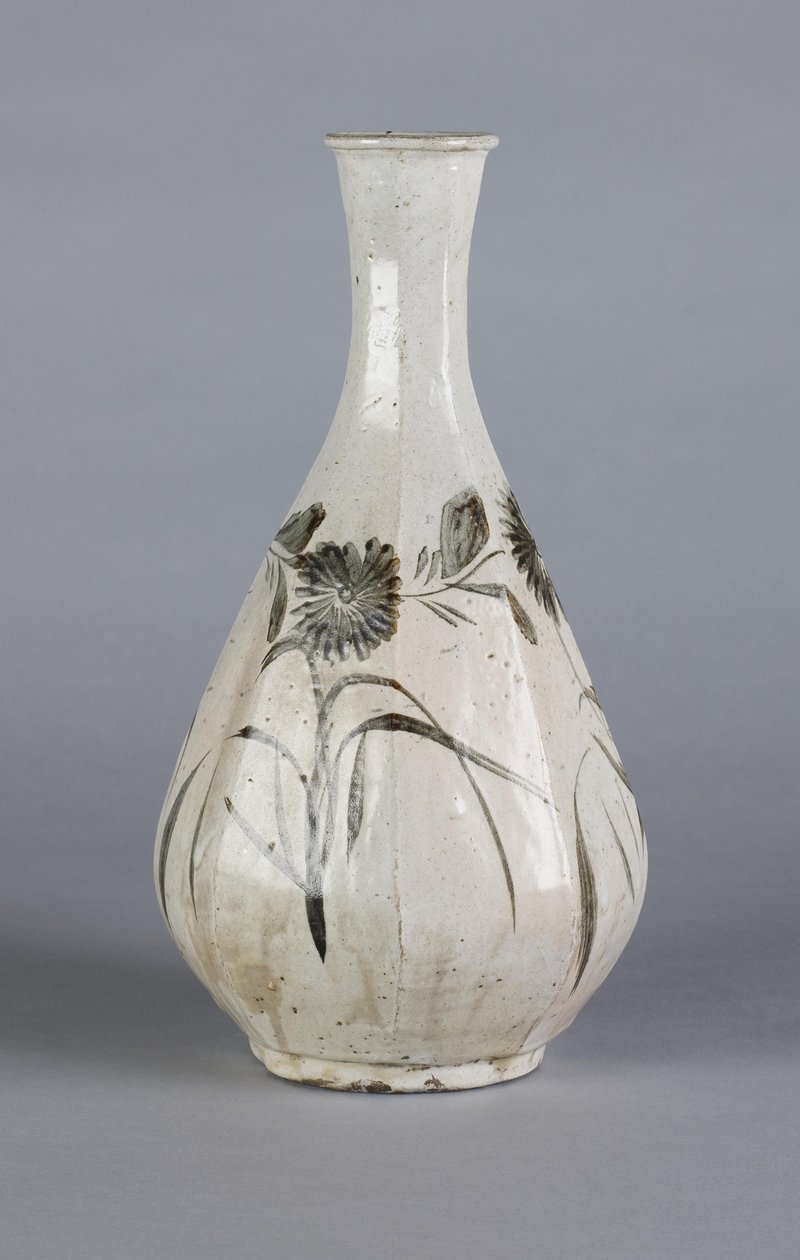 Vase med krysantemum og husdesign, Choson-dynastiet (keramik) af School Korean