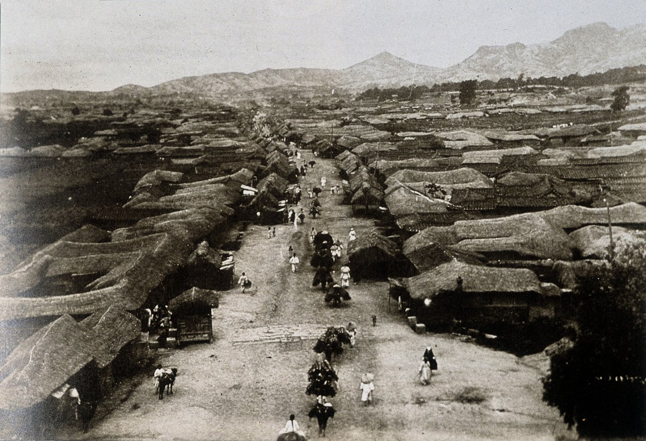 Udsigt over Chongro Avenue i Seoul, Koreas hovedstad af School Korean