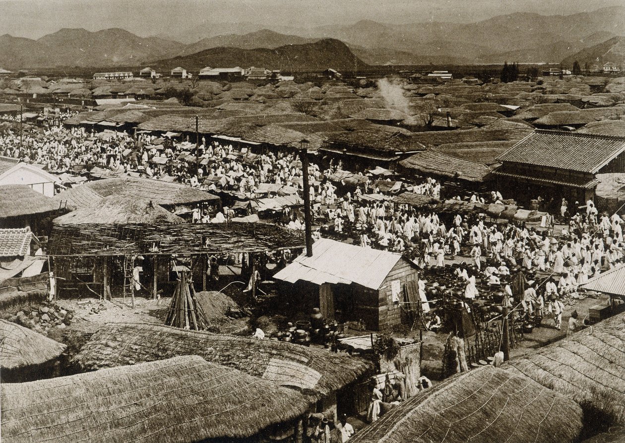 Udsigt over markedspladsen i Daegu, Korea af School Korean