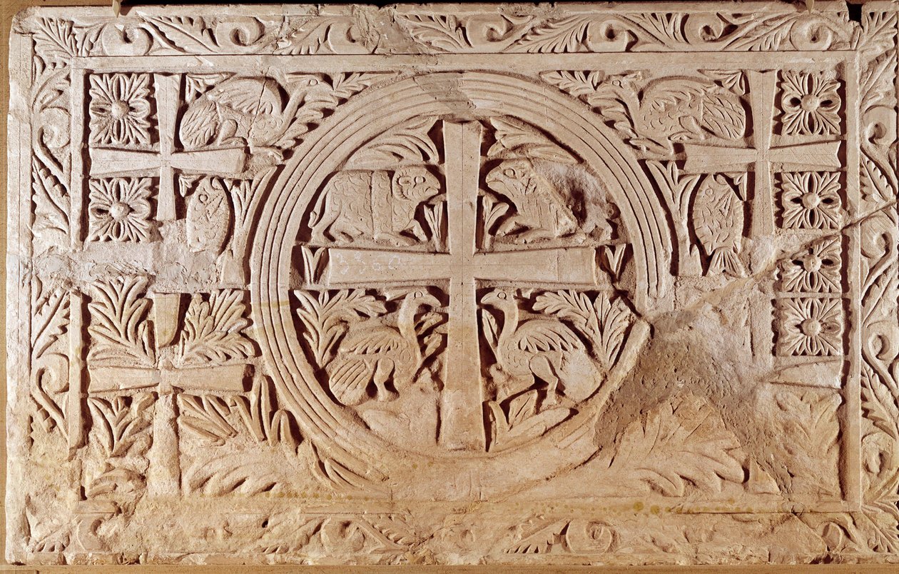 Korplade, afsluttende element i en kirkes kor. fra Libanon. 5.-6. århundrede e.Kr. Svag. 0,78x1,27 m. Paris, Louvre-museet af School Lebanese