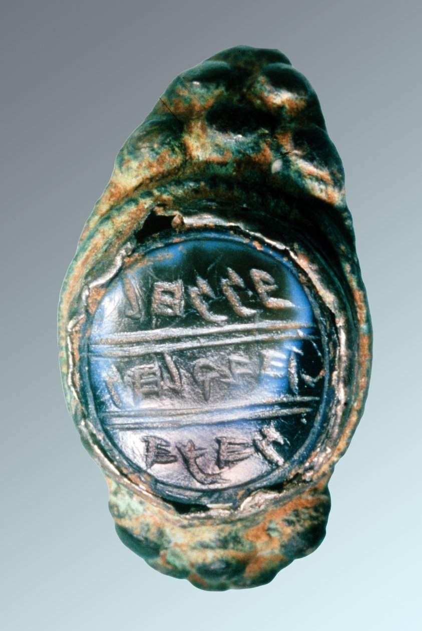 Forseglingsring af Hanan, søn af præsten Hilkias, 7. århundrede f.Kr. (metal og sten) af School Levantine