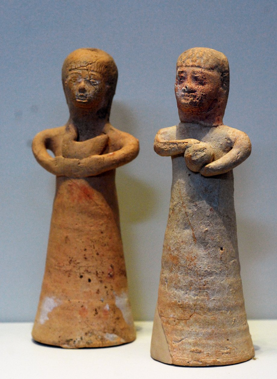 Kvinder, der bringer ofre, fra Achziv, det nordlige Israel, 8.-7. århundrede f.Kr. (keramik) af School Levantine