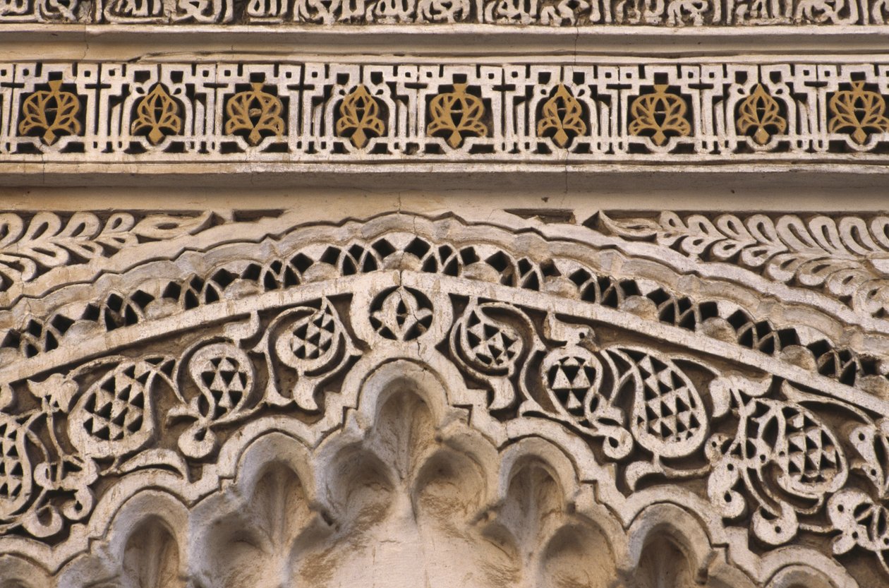 Detalje af porten til den store moske (stuk) af School Moroccan