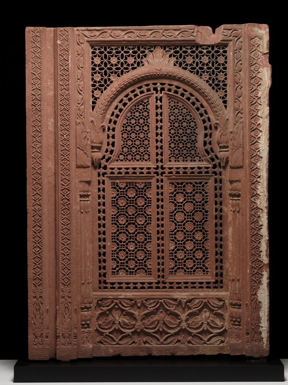 Par Jali-skærme, ca. 1700-tallet (sandsten) af School Mughal