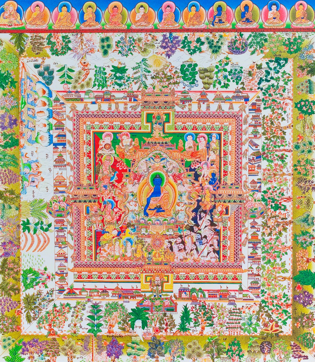 Medicin Buddha Mandala, Nepal (maleri) af School Nepalese